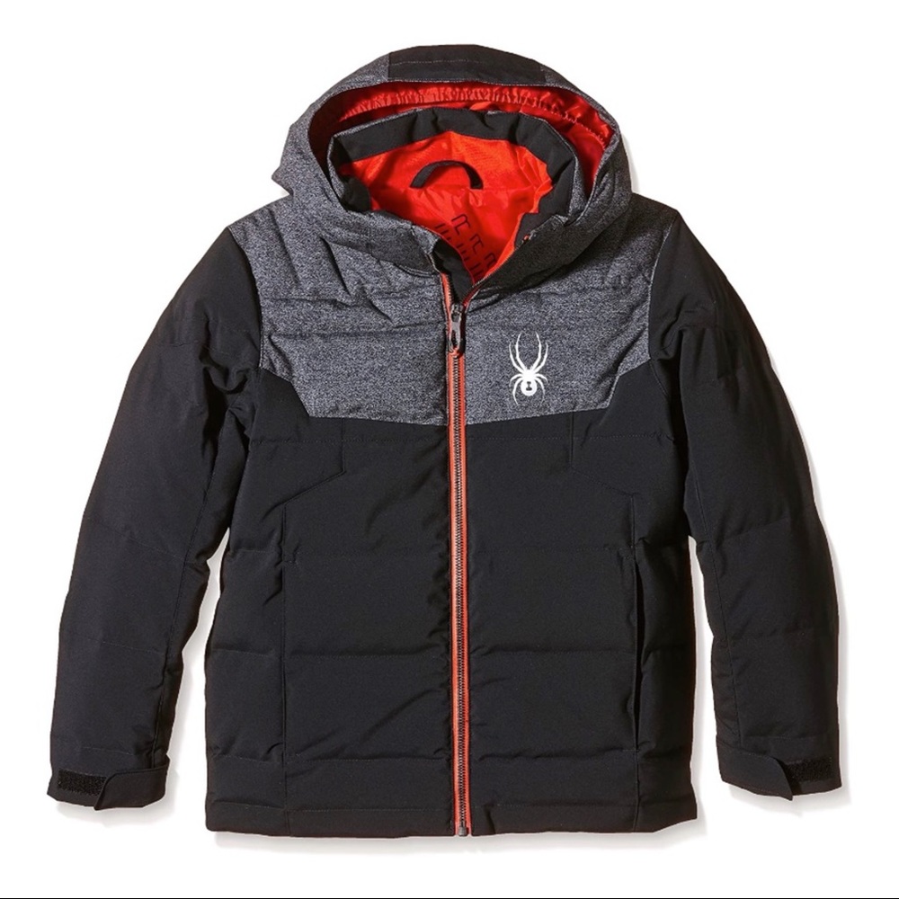 Spyder Boys’ Clutch Down Ski jacket, hood puffer